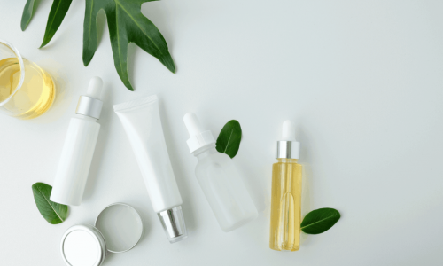 A range of clean beauty products to use in a clean skincare routine.